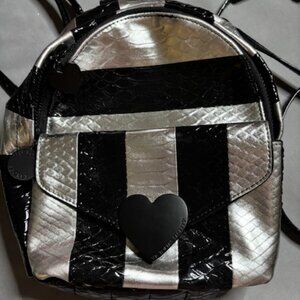 Victoria's Secret Lue Python Stripe Mini City Backpack Black/Pewter NWOT